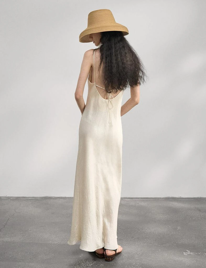 Pixie Market Beige Satin Maxi Dress 7