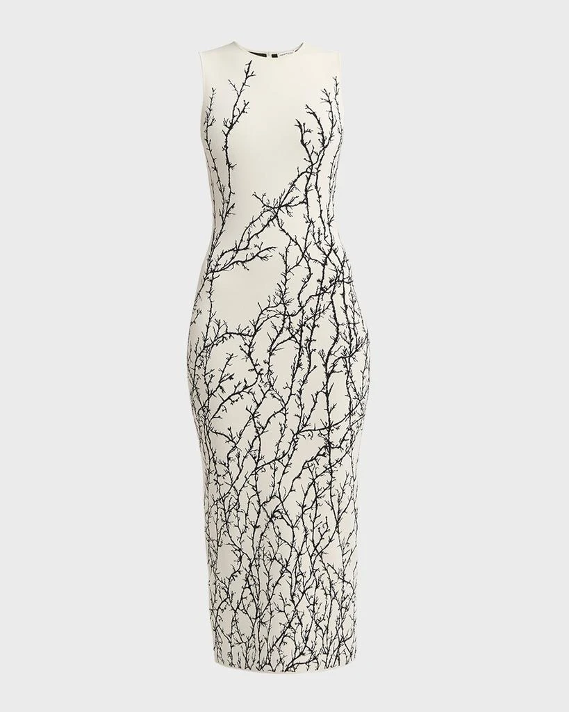 Alexander McQueen Thorn Embroidered Jacquard Midi Dress 1