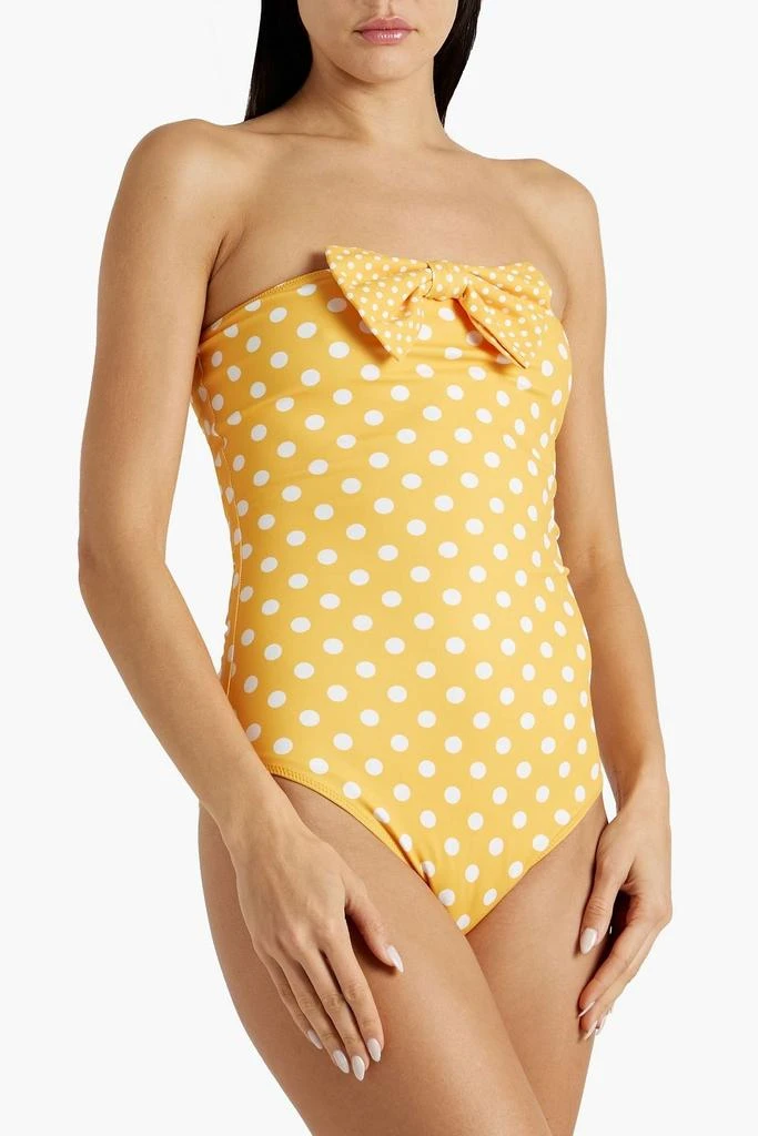 CAROLINE CONSTAS Evanna bow-embellished polka-dot bandeau swimsuit 2
