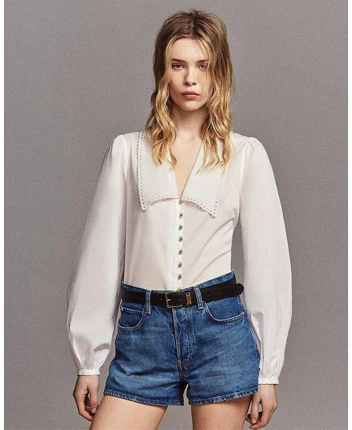 FRAME The Eyelet Sailor Silk Blouse 2