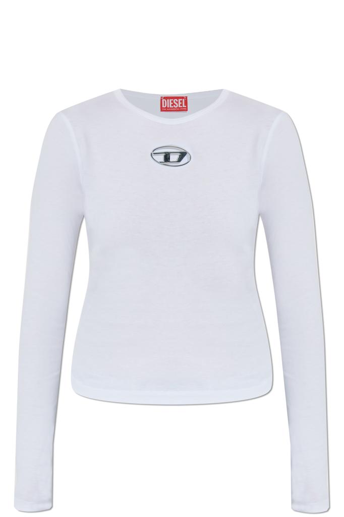 Diesel T-ELE T-SHIRT IN POWDER PINK STRETCH COTTON - T