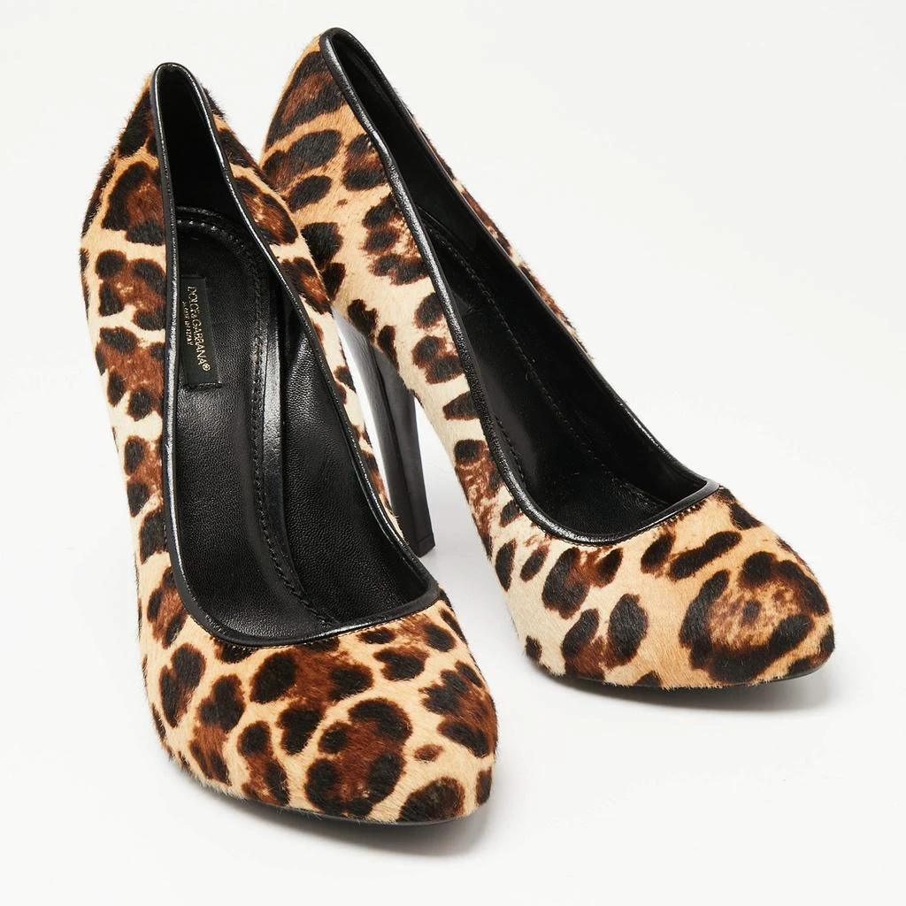 Dolce & Gabbana Dolce & Gabbana Beige/Brown Pony Hair Leopard Print Platform Pumps Size 40 4