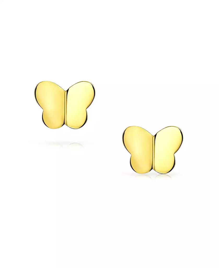 Bling Jewelry Petite Minimalist14K Yellow Gold Lucky Butterfly Stud Earring Secure Screw back