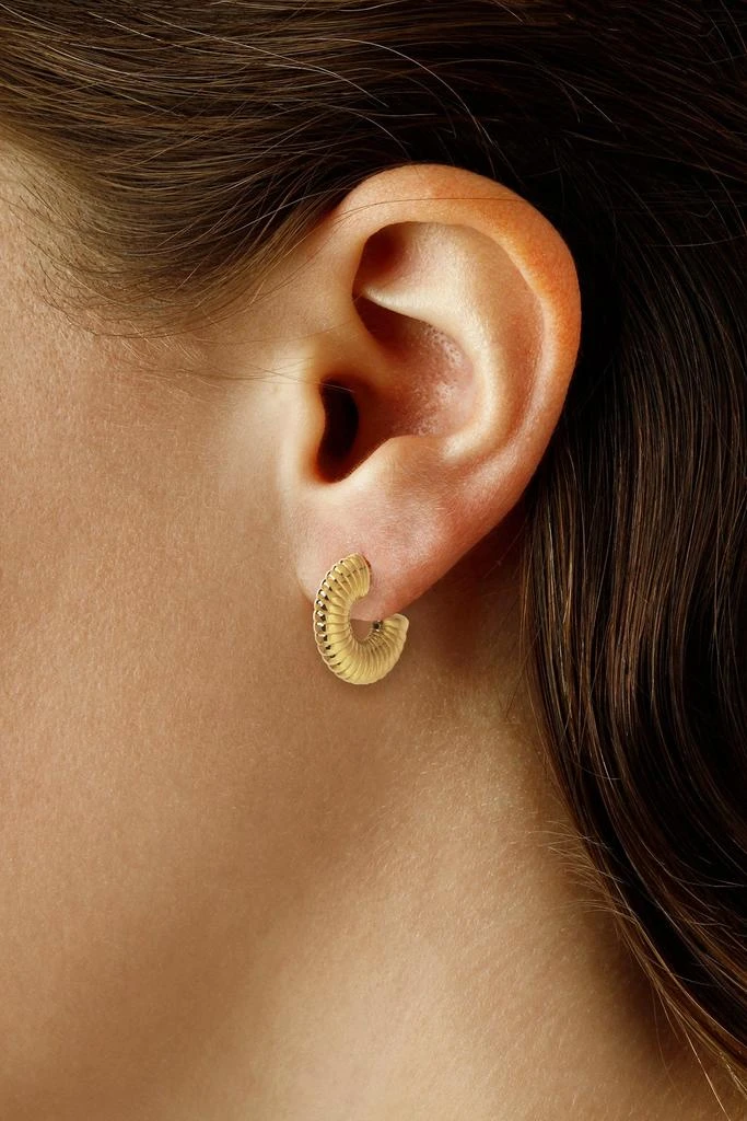 Ina Mar Ina Mar 14K Yellow Gold Flat Ribbed Hoop Earrings 21/3402 2