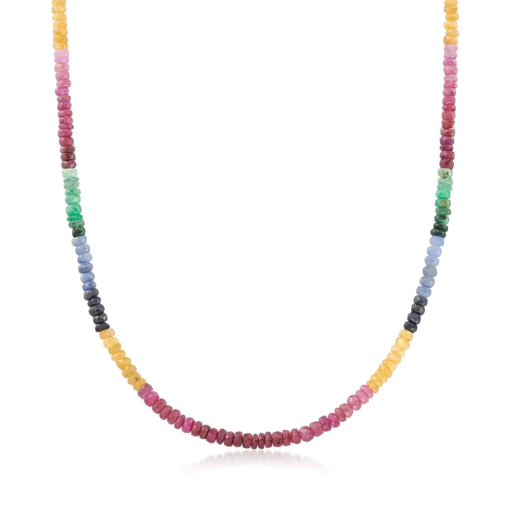 Ross-Simons Multicolored Sapphire Bead Necklace With 14kt Yellow Gold Magnetic Clasp 1