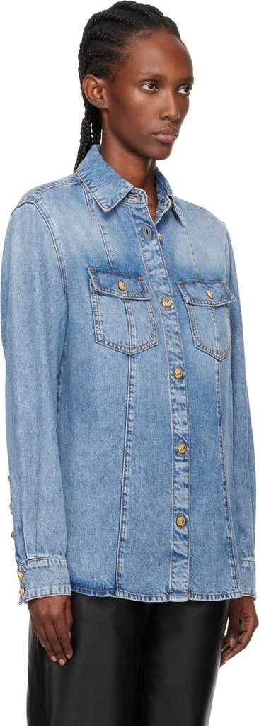 Balmain Blue Two-Pocket Denim Shirt 2