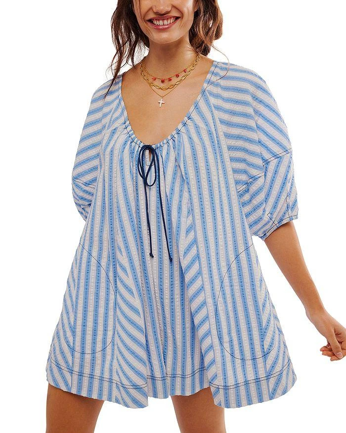 Free People Bop Around Striped Romper 1