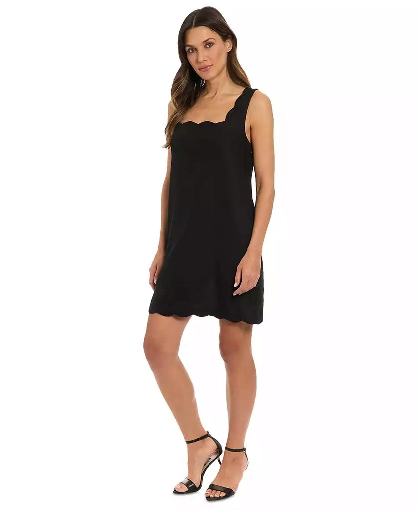 London Times Petite Square-Neck Scallop-Trim Shift Dress 4