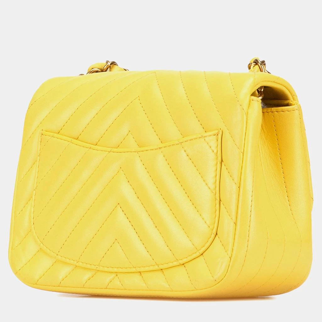 Chanel Chanel Yellow Mini Square Classic Chevron Lambskin Single Flap Bag 3