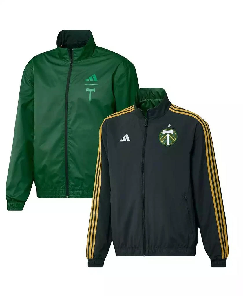Adidas Men's Green Portland Timbers 2023 On-Field Anthem Full-Zip Reversible Team Jacket 1