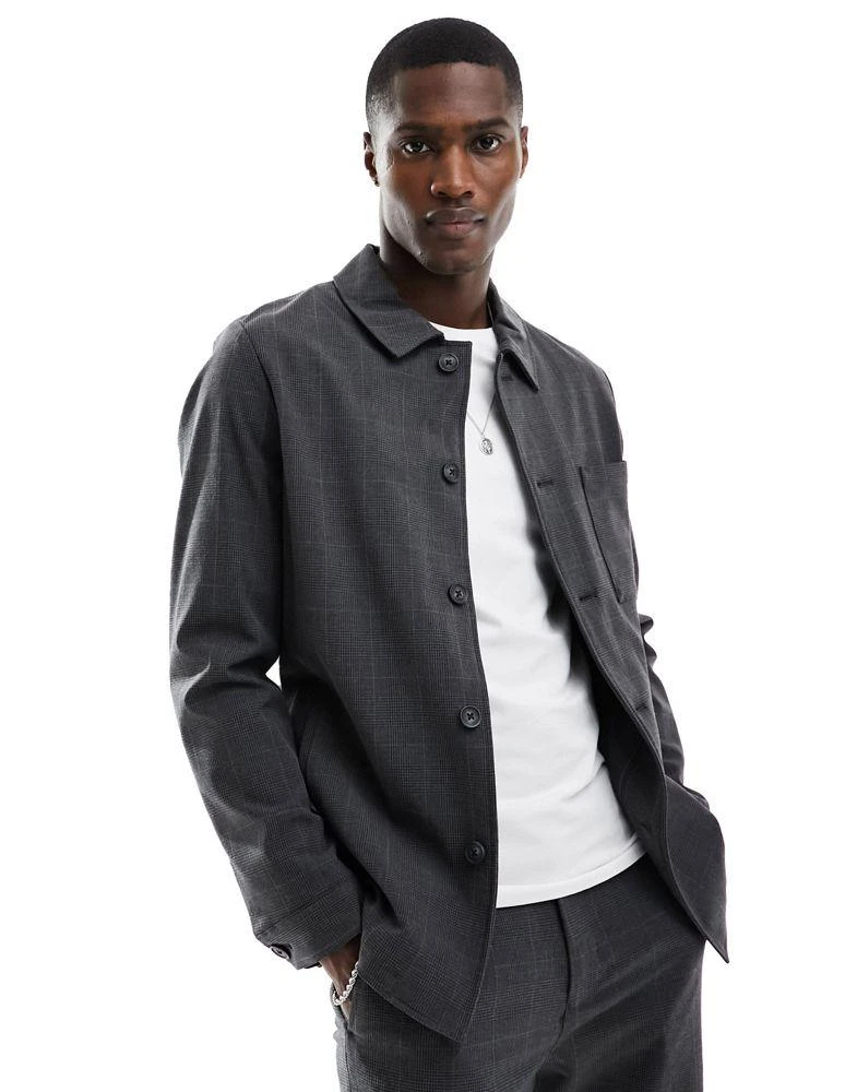 Selected Homme Selected Homme hybrid suit jacket in grey check 1