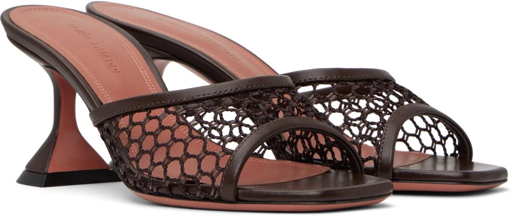 Amina Muaddi Brown Lupita Net 70 Heeled Sandals 4