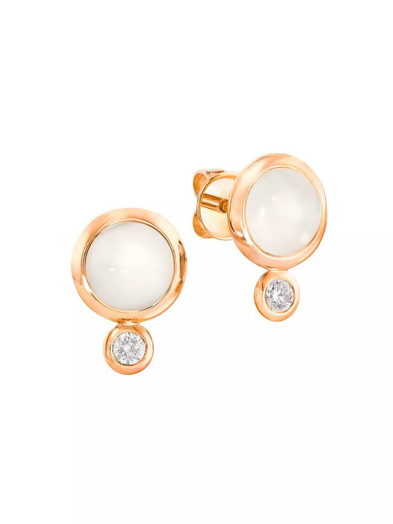 Tamara Comolli Classic Bouton 18K Rose Gold, Moonstone & Diamond Stud Earrings