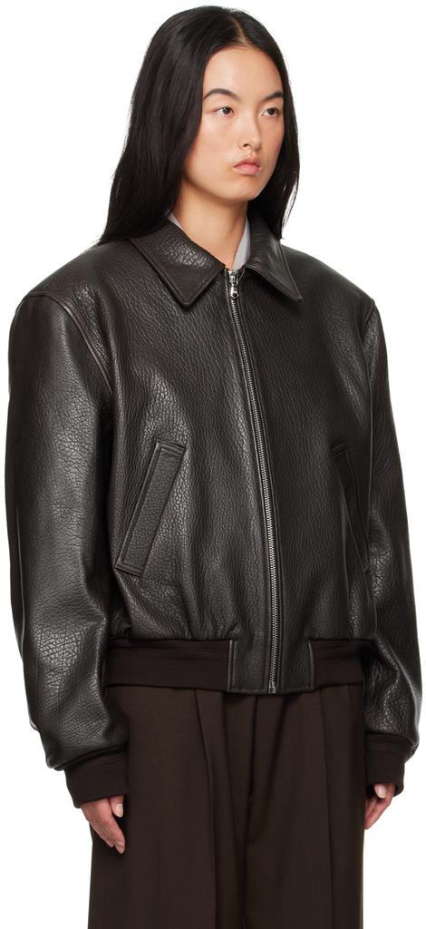 Recto Brown Ben Shrunken Leather Jacket