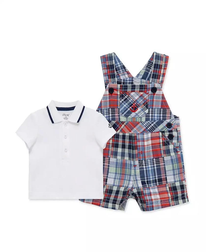 Little Me Baby Boys
 Patchwork Detail Shortall and Polo Shirt, 2-Piece Set 2
