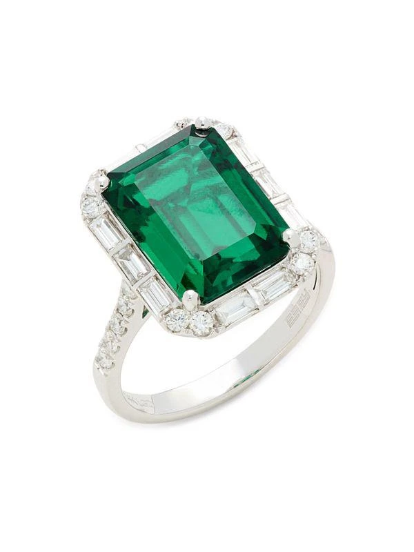 Shop Radiant Value 14K White Gold, Emerald Diamond Ring on Sale