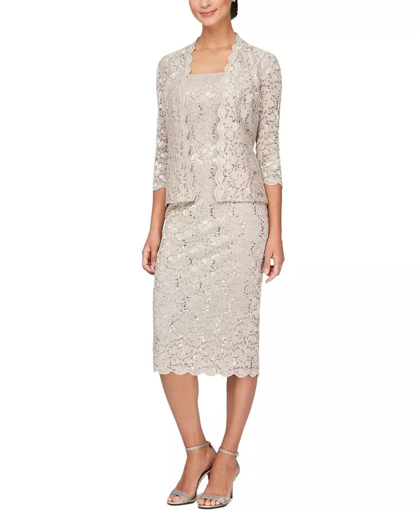 SL Fashions Petite 2-Pc. Lace Jacket & Midi Dress Set 1