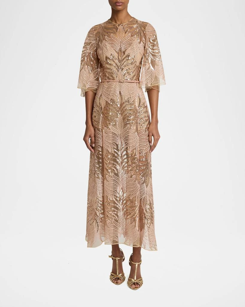 Elie Saab Sequin Embroidered Tulle Midi Dress 2