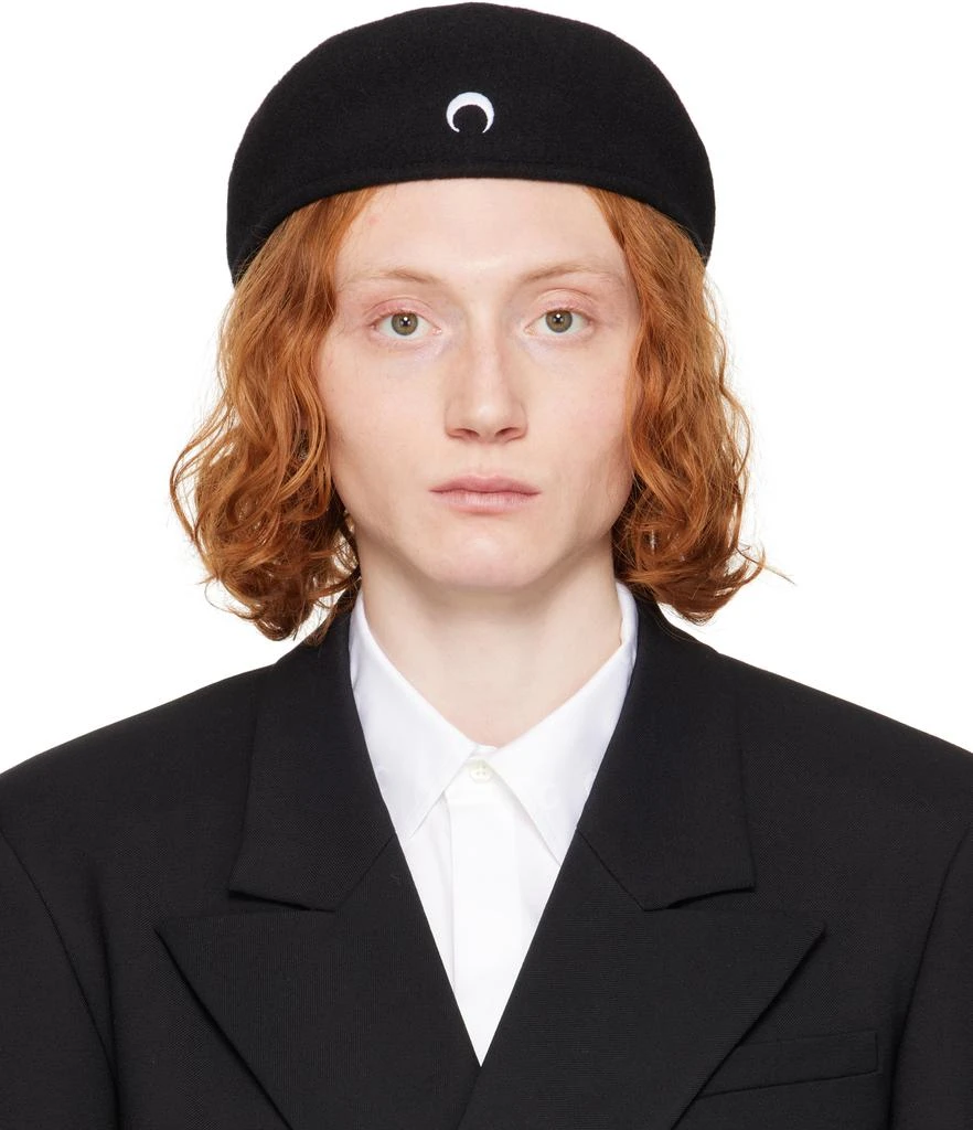 MARINE SERRE Black Moon Felted Wool Beret 1