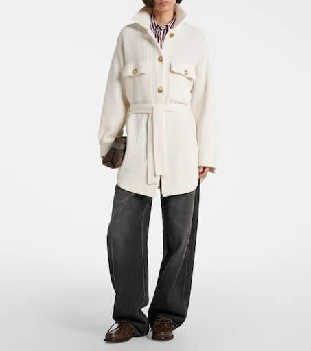 Brunello Cucinelli Belted wool, cashmere, and silk cardigan 2