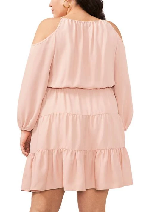 1. State Plus Size Long Sleeve Cold Shoulder Tiered Dress 4
