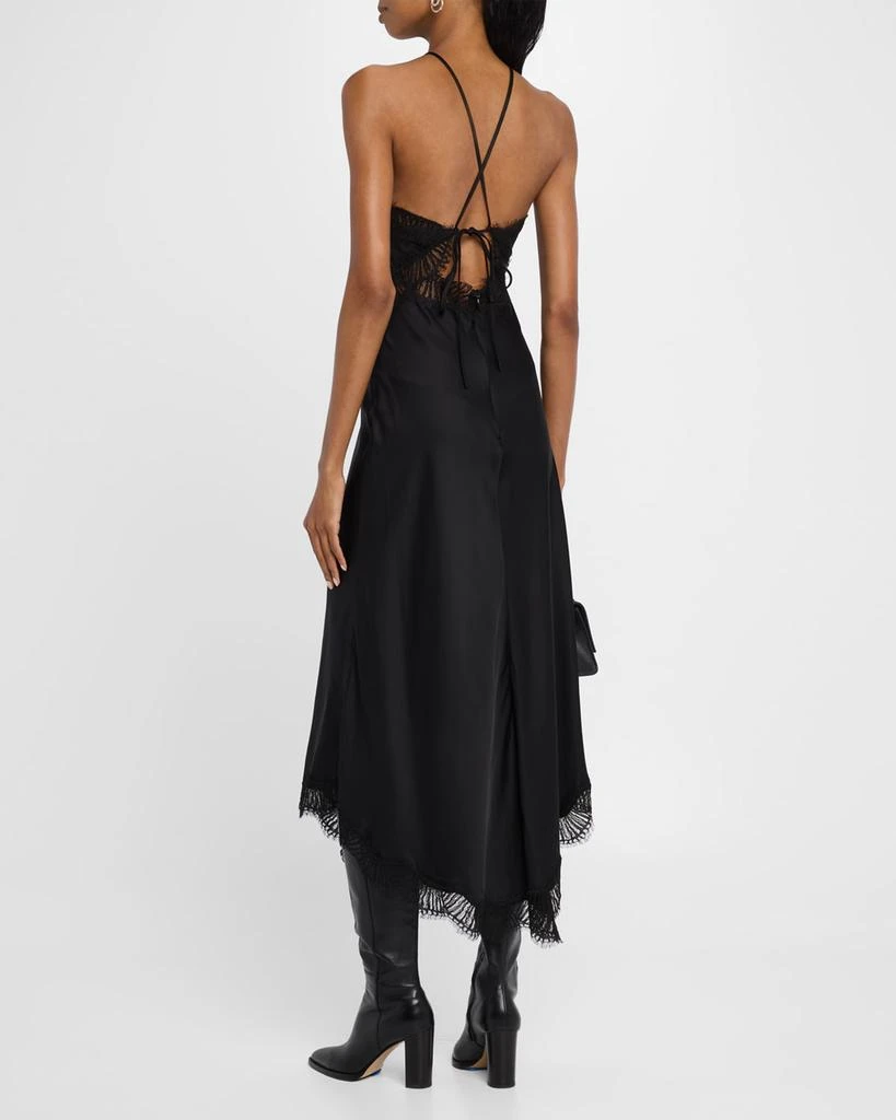 alc black lace dress A.L.C. Alessia Textured Satin and Lace Maxi Dress