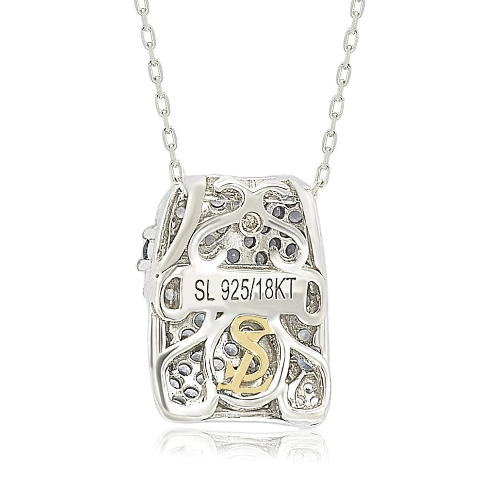 Suzy Levian Sterling Silver Sapphire 
Diamond Floral Petite Necklace 2