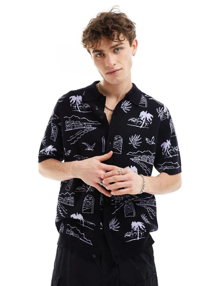 Vans Vans sorrento printed sweater polo shirt in black 1