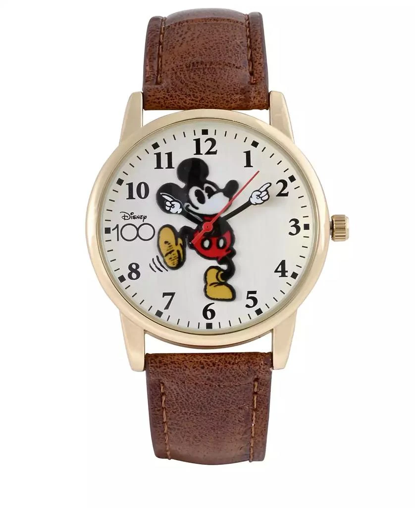 Accutime Unisex Disney 100th Anniversary Analog Brown Faux Leather Watch 1