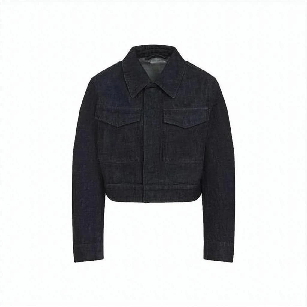 Lemaire Structured Cropped Denim Jacket with Pointed Collar