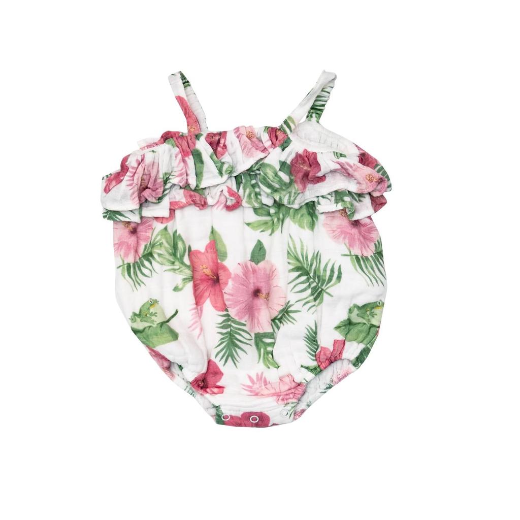 Angel Dear Girl's Muslin Bubble In Hibiscus Ruffle