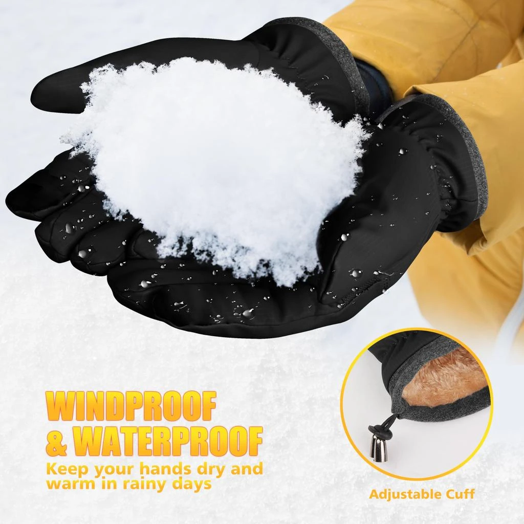ihuan ihuan Winter Waterproof Ski Gloves Men Women, Snow Warm Cycling Cold Weather, Driving Biking Running 4