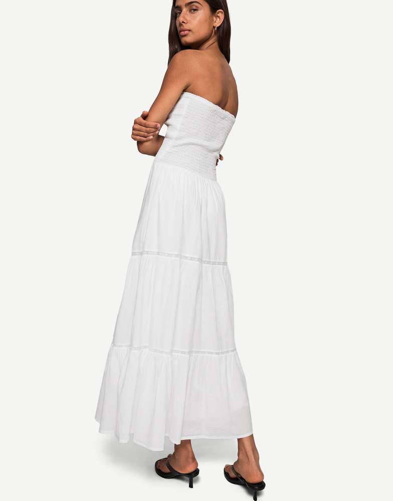 Bershka Bershka bandeau midi dress in white