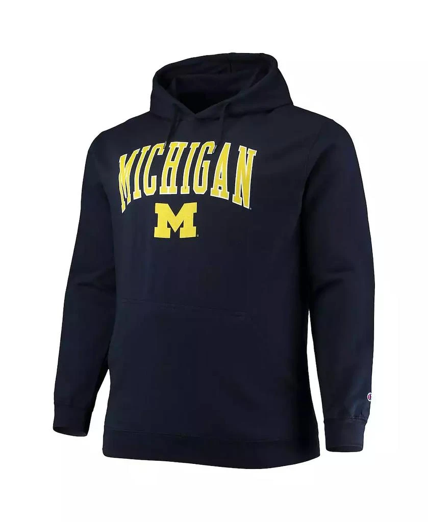 Champion Men's Navy Michigan Wolverines Big and Tall Arch Over Logo Powerblend Pullover Hoodie 3