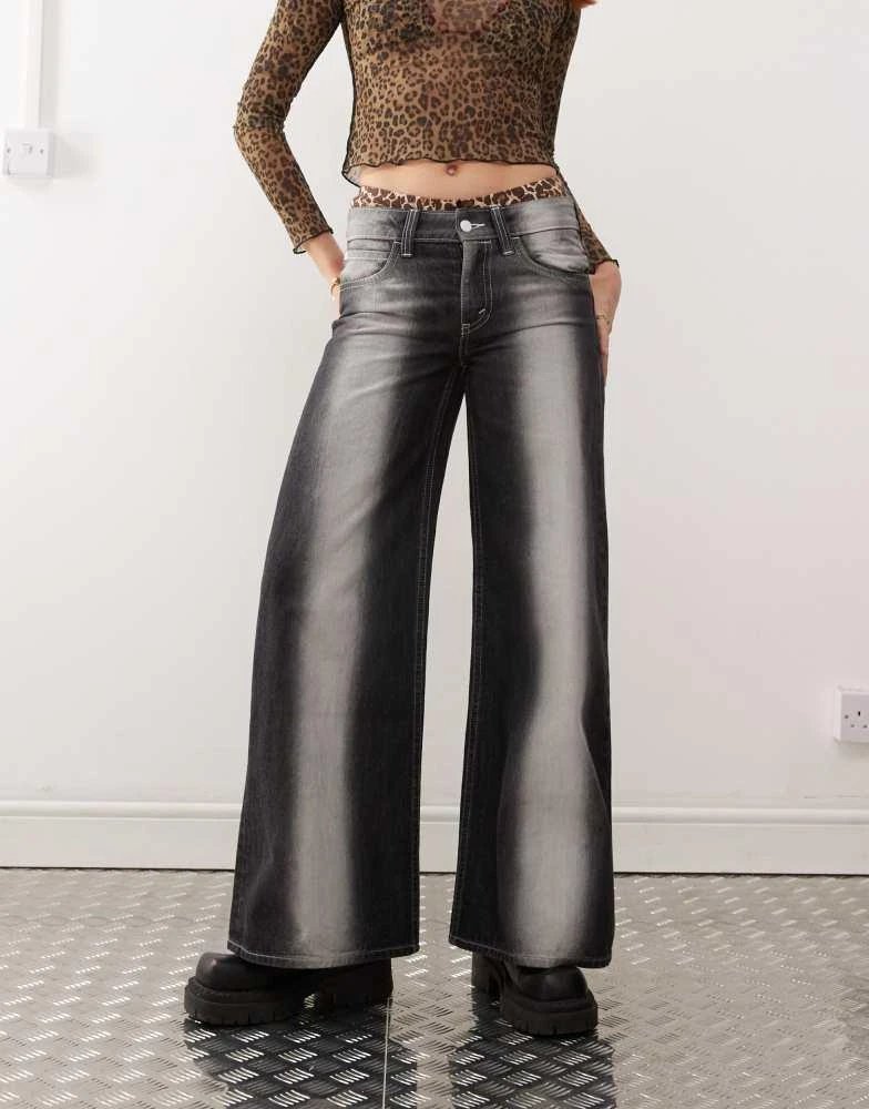Cheap Monday Cheap Monday Poser mid rise wide leg skater jeans with extreme spray in washed black 4