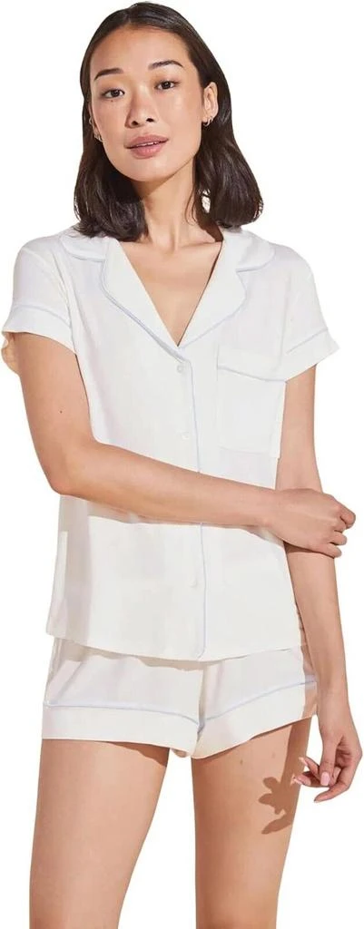Eberjey Gisele Short Pajama Set Women's Large White Stretch Straight Hem ERK88 1