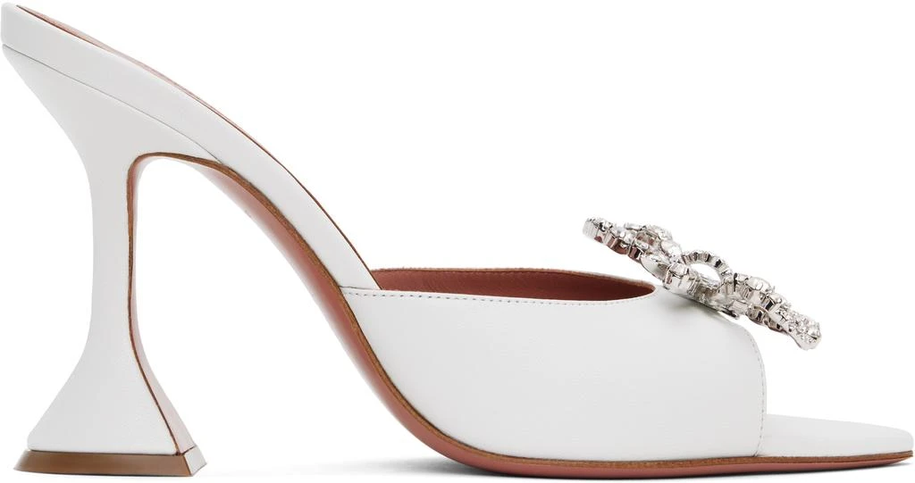 Amina Muaddi White Rosie Slipper Heeled Sandals 1