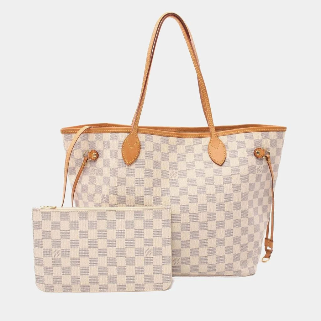 Louis Vuitton Louis Vuitton White Damier Azur Canvas Neverfull MM Tote Bag 1