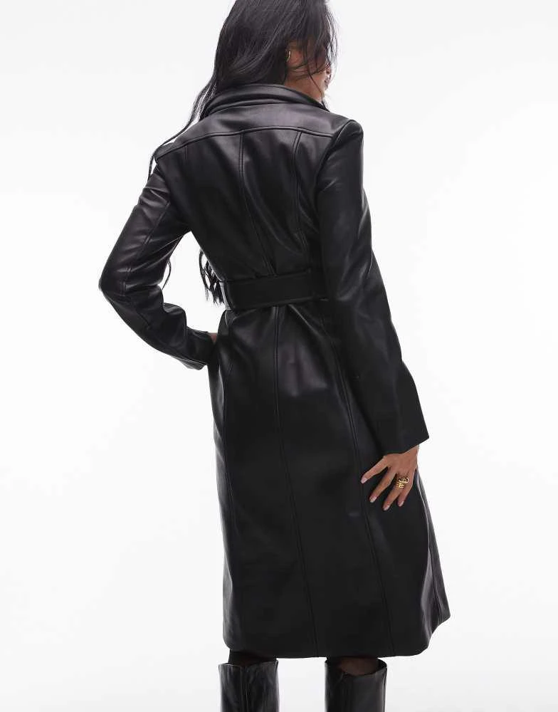 Mango Mango faux fur trim coat in black 4