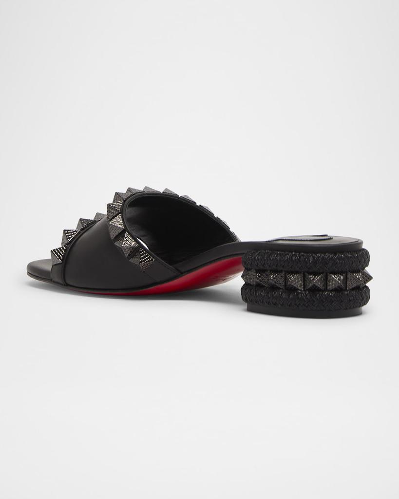 Christian Louboutin Leather Spike Red Sole Mule Sandals