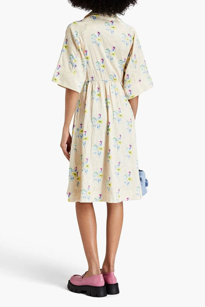 Ganni Floral-print crinkled-satin wrap dress 3