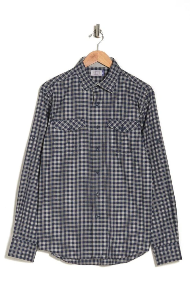 Lorenzo Uomo Trim Fit Flannel Check Cotton Dress Shirt 3