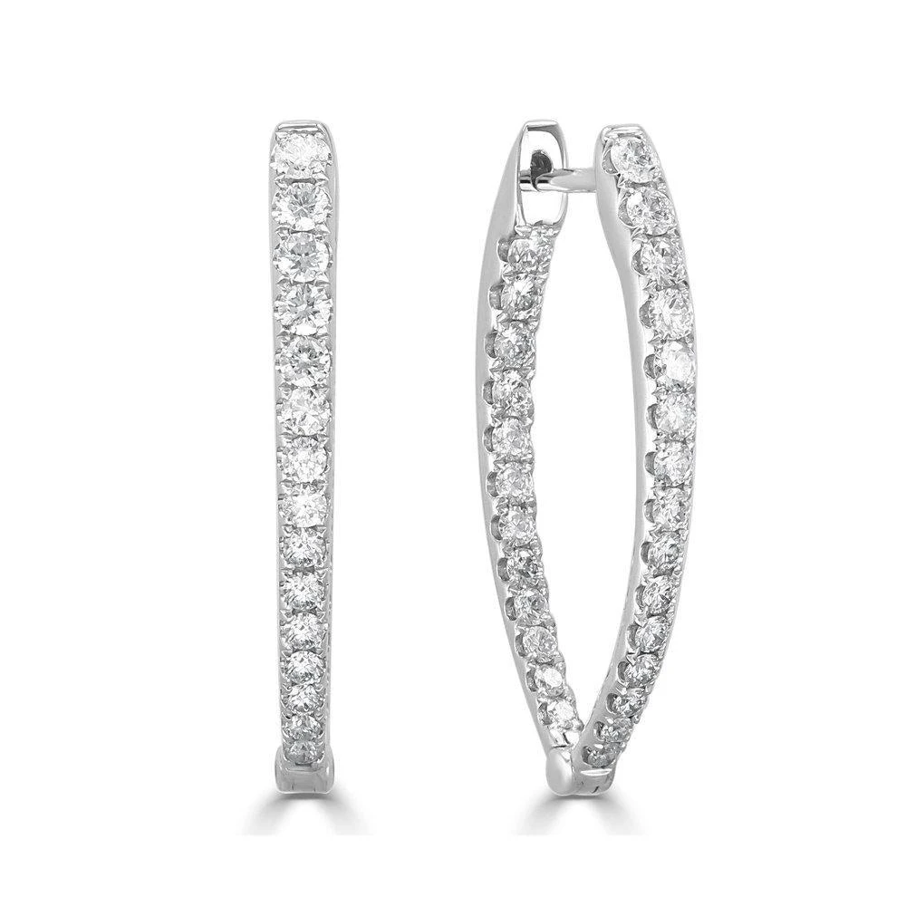 Sabrina Designs 14k Gold & Diamond Point Hoop Earrings- 1.25" 5