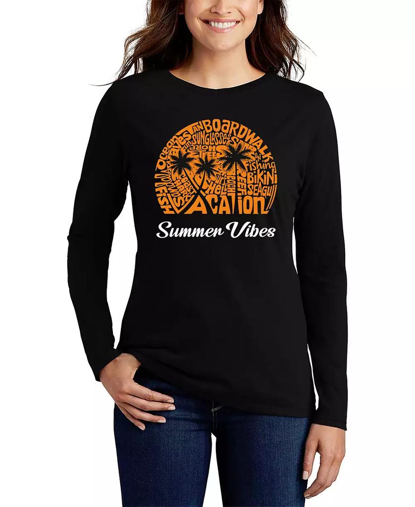 LA Pop Art Women's Summer Vibes Word Art Long Sleeve T-Shirt
