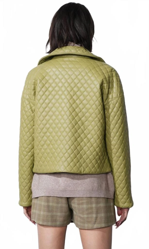 Greylin Sandra Quilted Vegan Leather Jacket In Algae Green 2