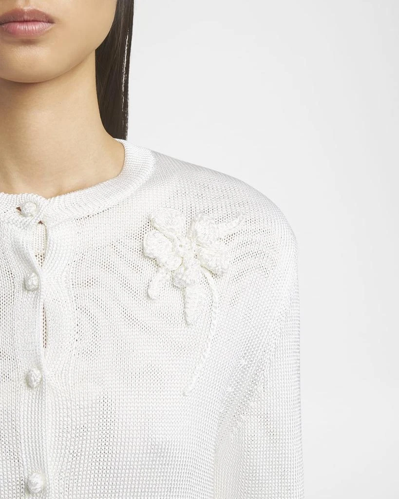 Jil Sander Crochet Flower Three-Quarter Sleeve Cardigan 5