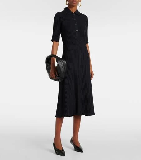 Vince Ribbed-knit cotton-blend polo dress 2