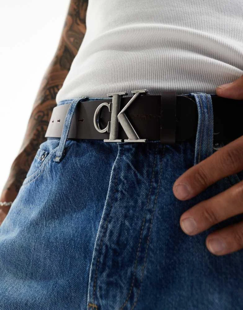 Calvin Klein Calvin Klein Jeans leather logo belt in brown 4