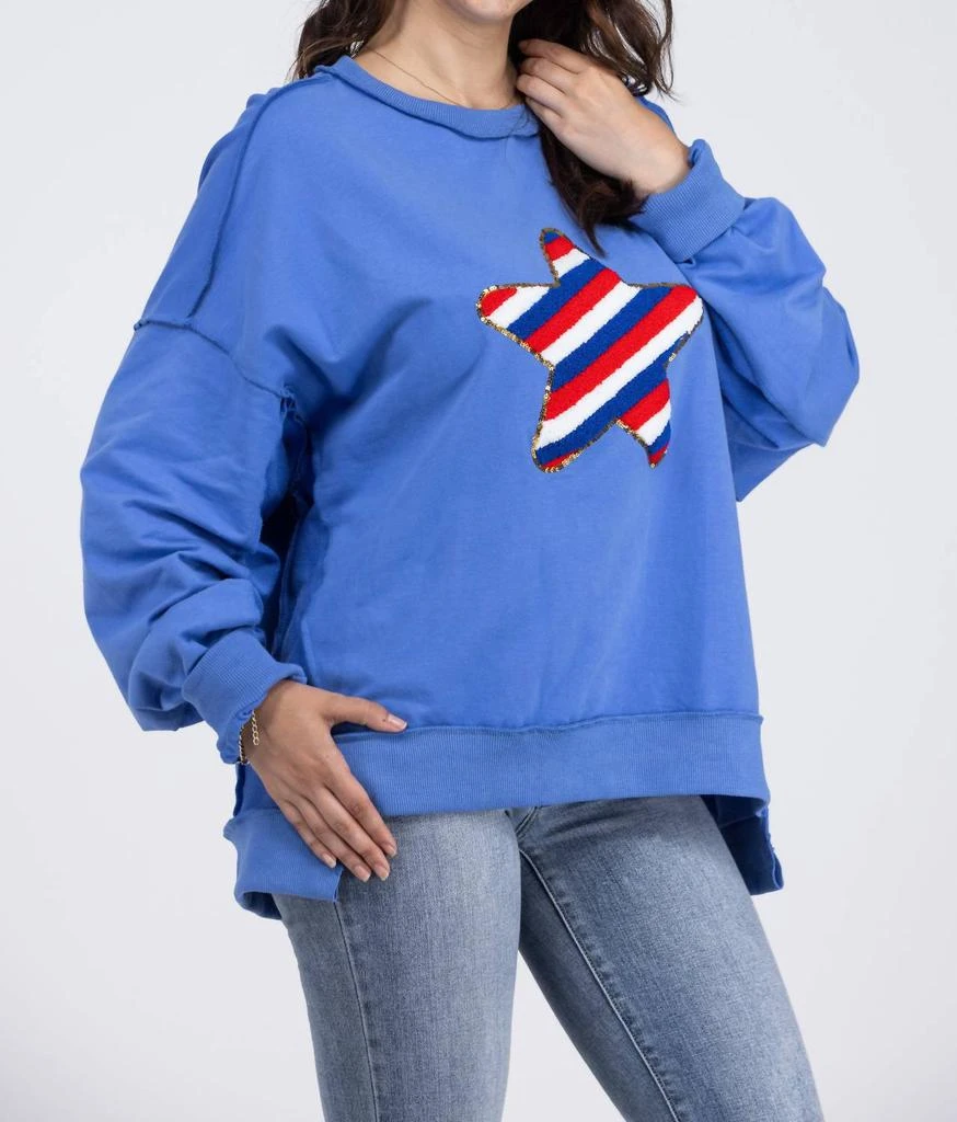 FANTASTIC FAWN Fantastic Fawn - Star Spangled Asymmetrical Long Sleeve Sweatshirt 2