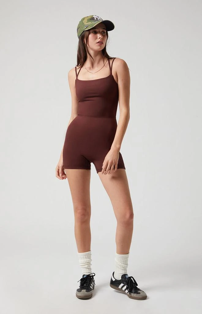 PAC 1980 PAC WHISPER Active Brown Cross Back Short Onesie 6